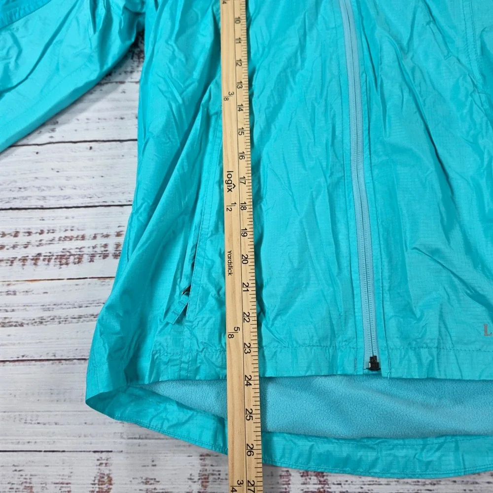 L.L.Bean Discovery Rain Jacket Kids Size L 14-16 Blue Excellent Fleece Lined